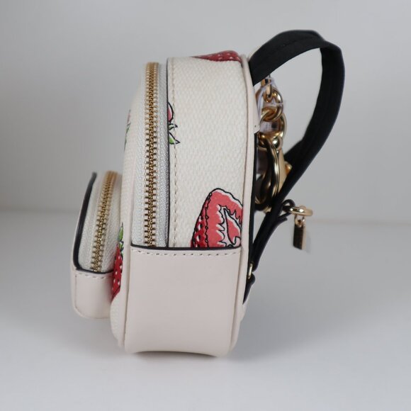 Coach Mini Court Backpack Bag Charm with Strawberry Print CAO93 NWT - Picture 4 of 6